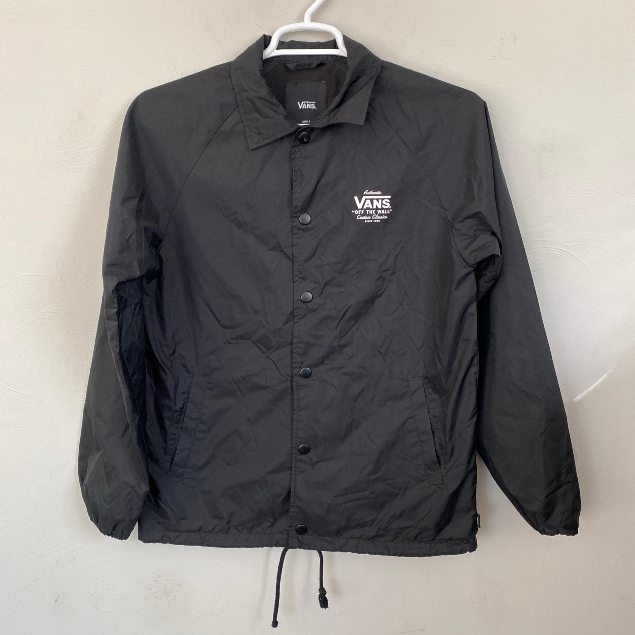 Vans Jacket Black Men’s Small snap front adjustable hem windbreaker logo pockets