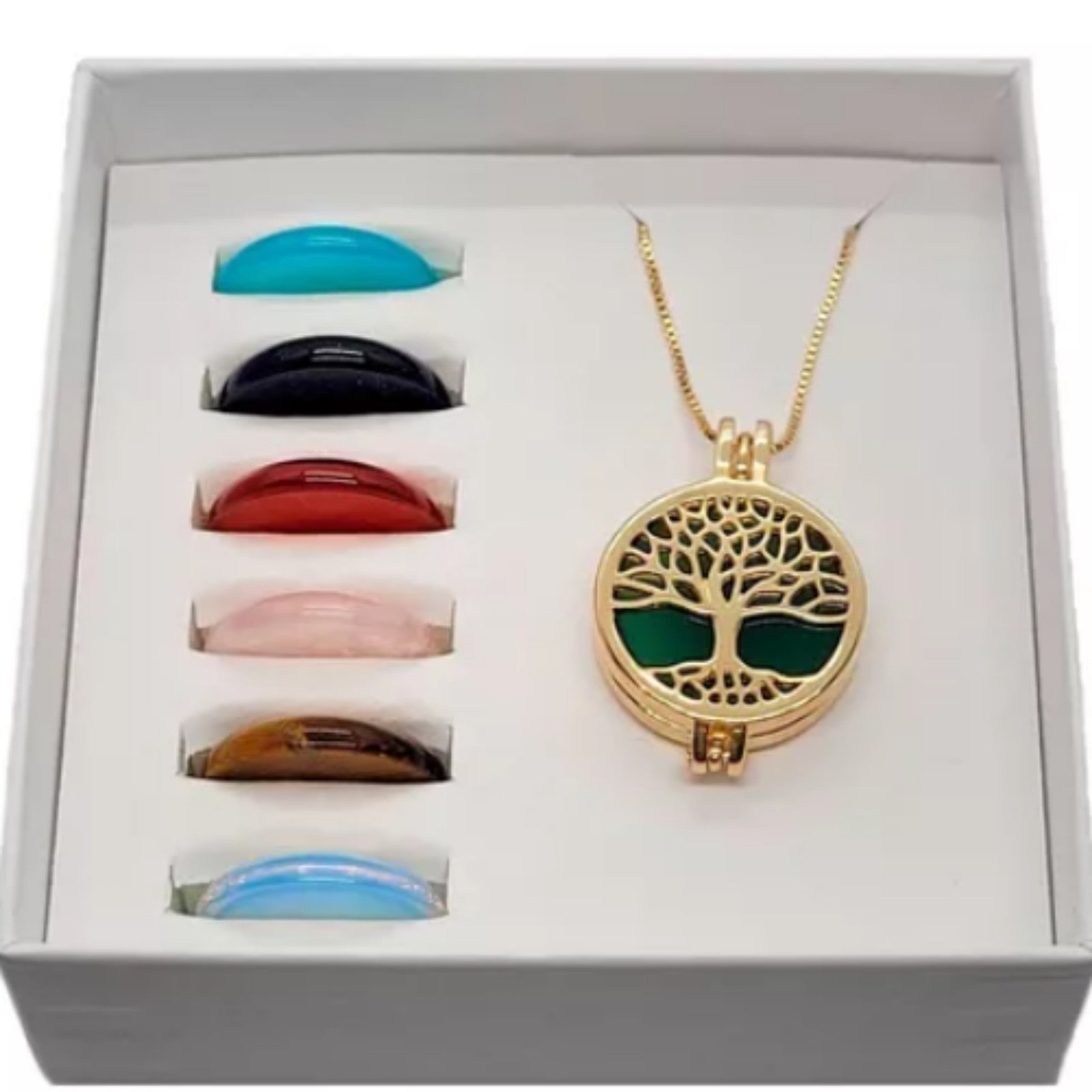 necklace tree of life 18k gold plated with different gemstones to replace