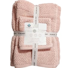 Mind on Design 6pc Eco Melange Pink Cotton Blend Towel Set Bath Hand Washcloths