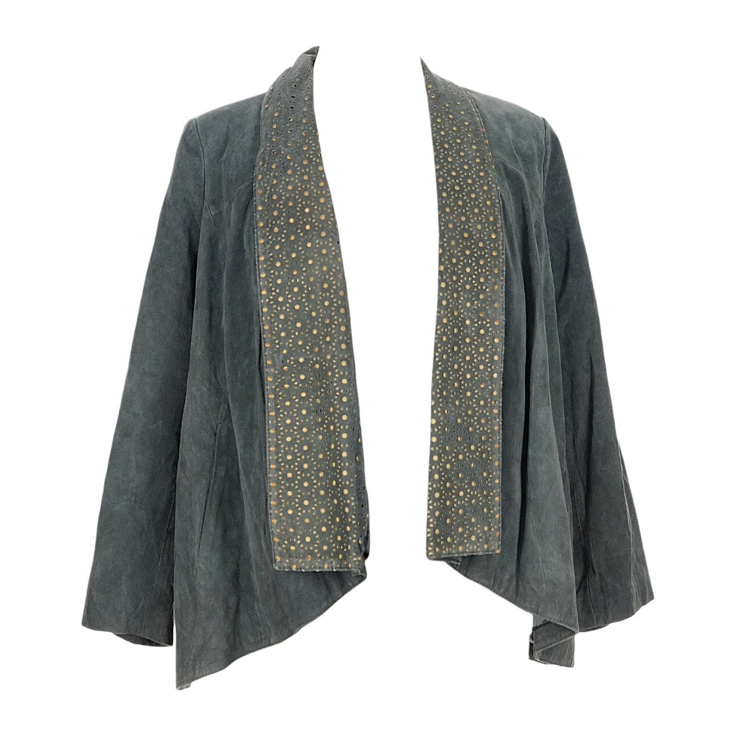 IMAN Gray Leather Blazer Jacket, 1X
