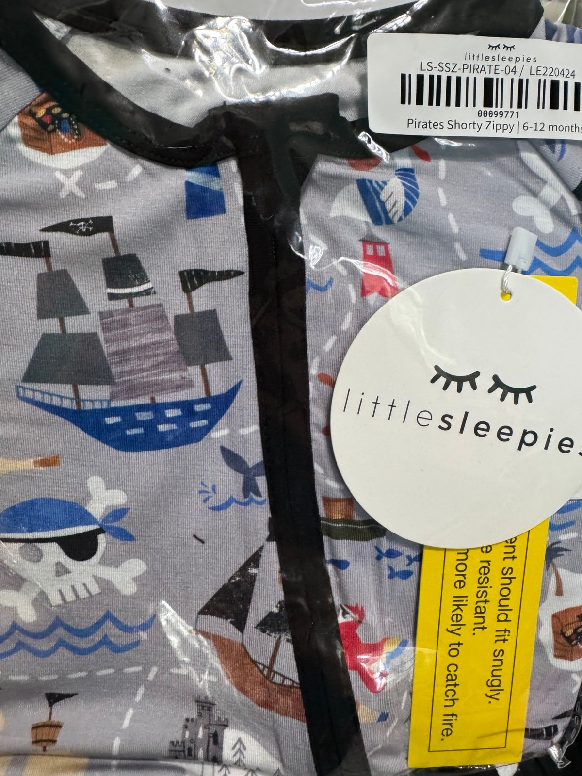NWT Little Sleepies Pirates Shorty Zippy 6-12m