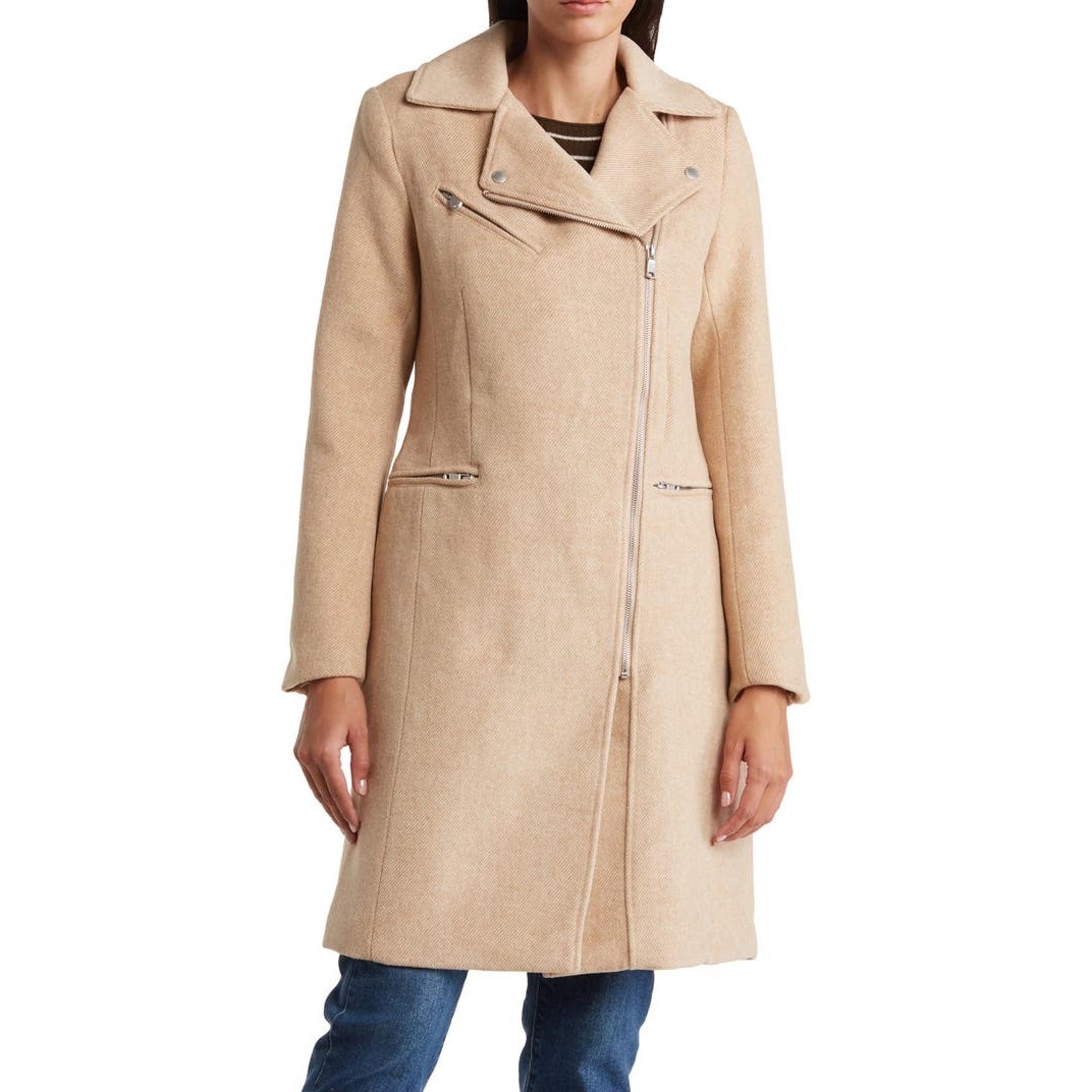 Avec Les Filles size Large Twill Wool Blend Zip Front Trench Coat