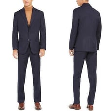 Club RoomMen's Classic-Fit Stretch Navy Stripe Suit Size 42R 36W New