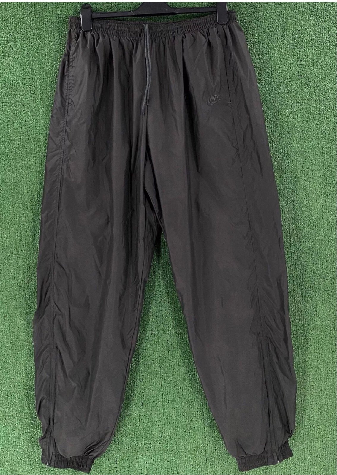 VTG 90s Nike Spellout Swoosh Lined Windbreaker Track Pants Ankle Zip Men’s Large