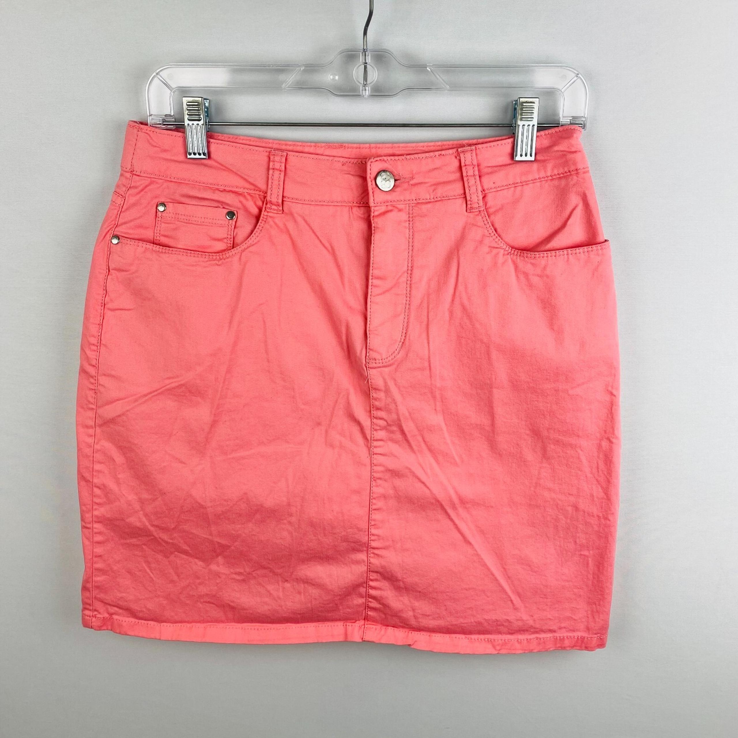 Croft & Barrow Womens 4 Stretch Peachy Pink Pencil Skort Shorts Skirt Pockets