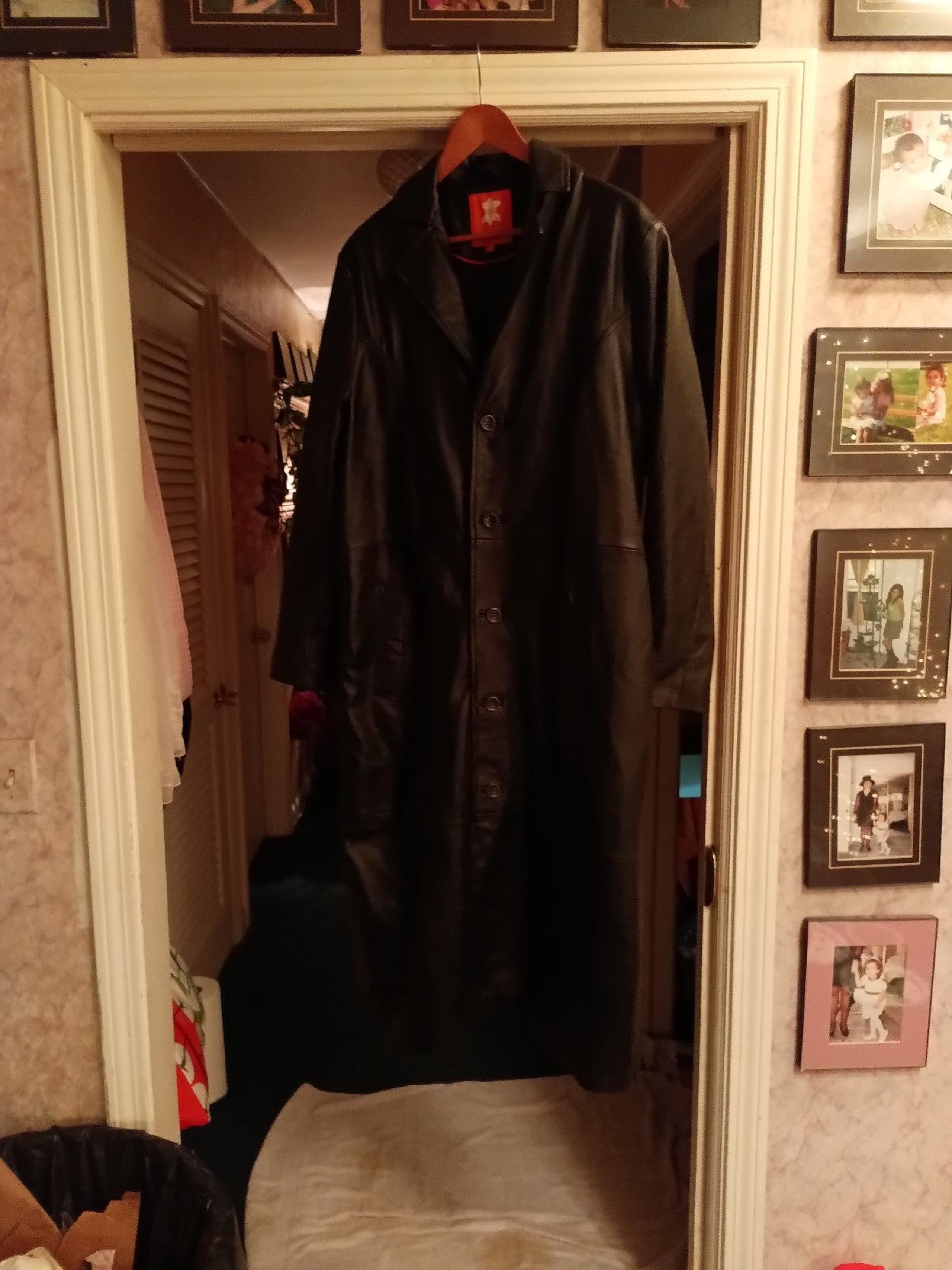 Genuine leather trench coat
