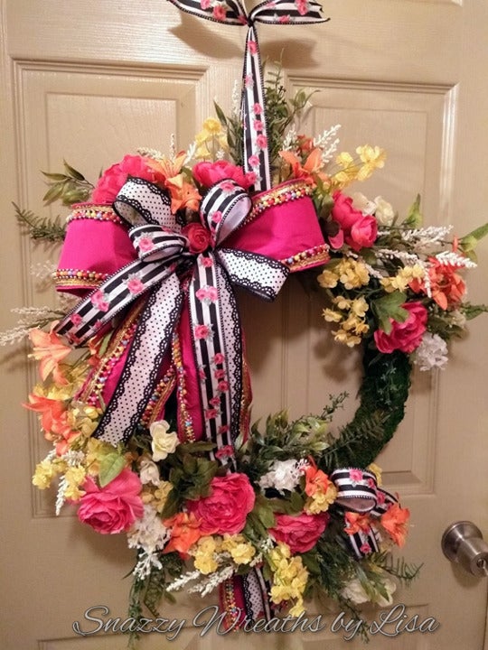 Spring Wreath, Summer Wreath, Floral Moss Wreath, Mothers Day Gift, Spring Decor