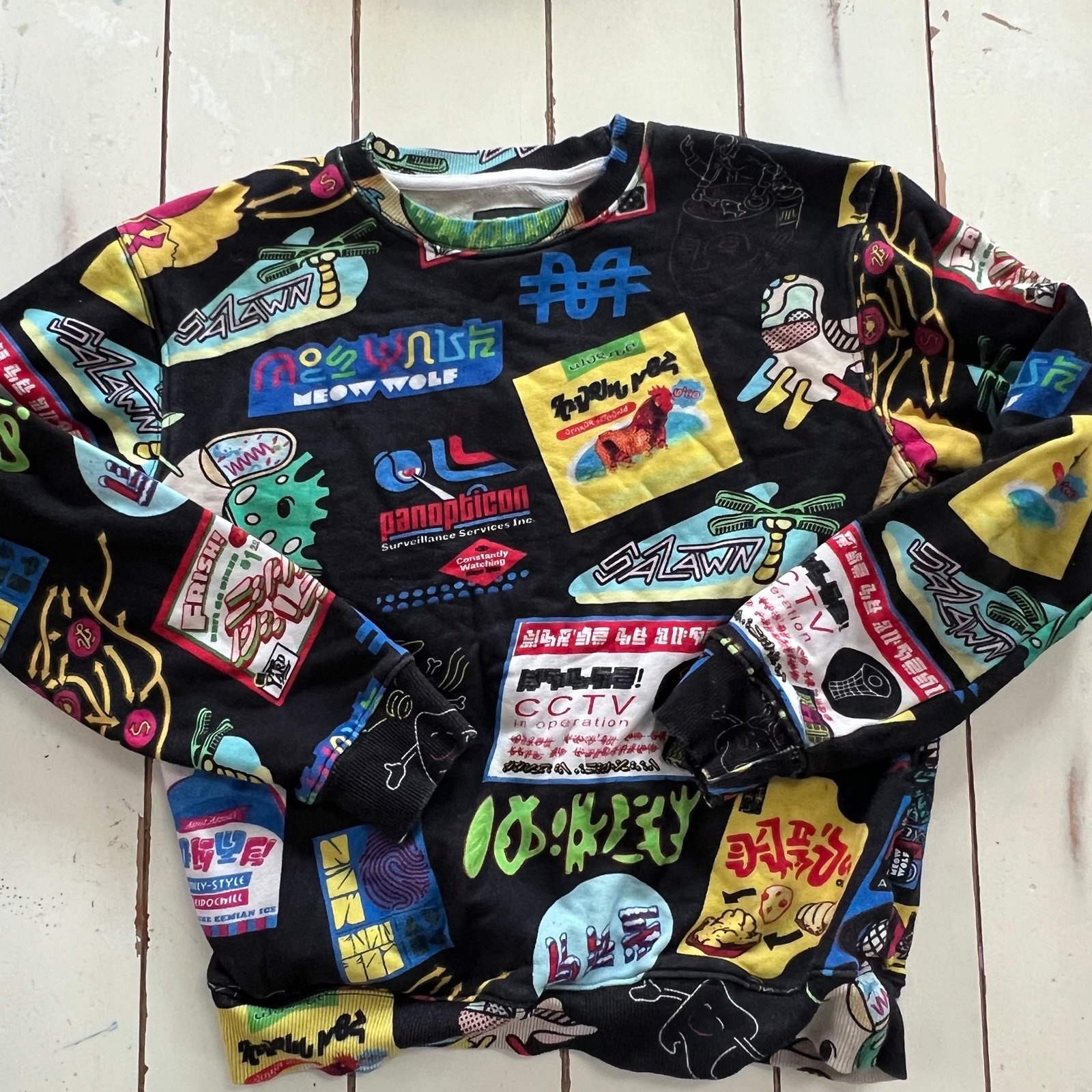 Meow wolf C street AOP crewneck sweatshirt