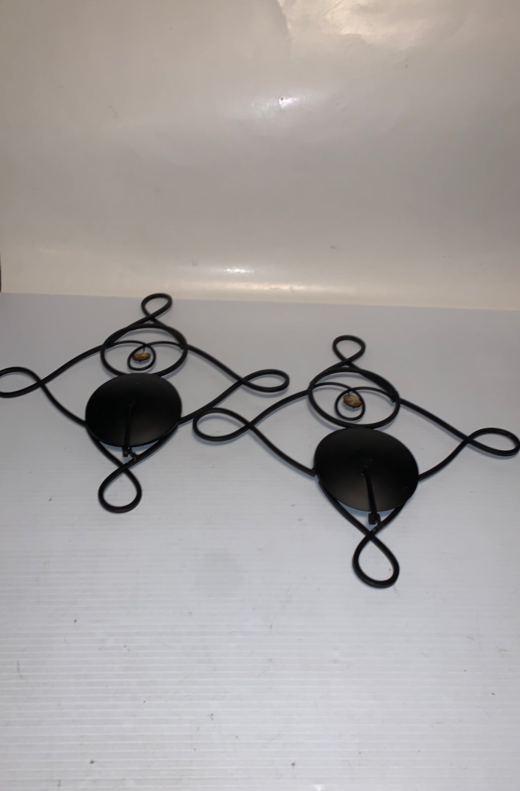 Set of Two Wall Black Pillar Candle Holders