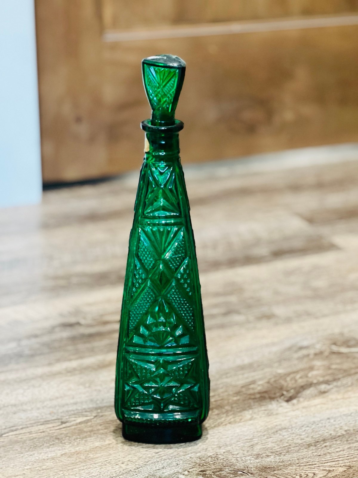 Emerald Green Aztec Empoli genie bottle with stopper