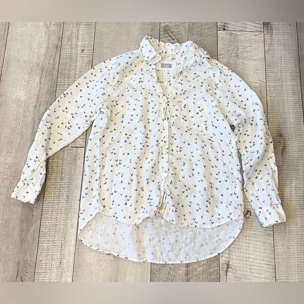 Grayson Anthropologie The Hero Butterfly Linen Button Down Shirt