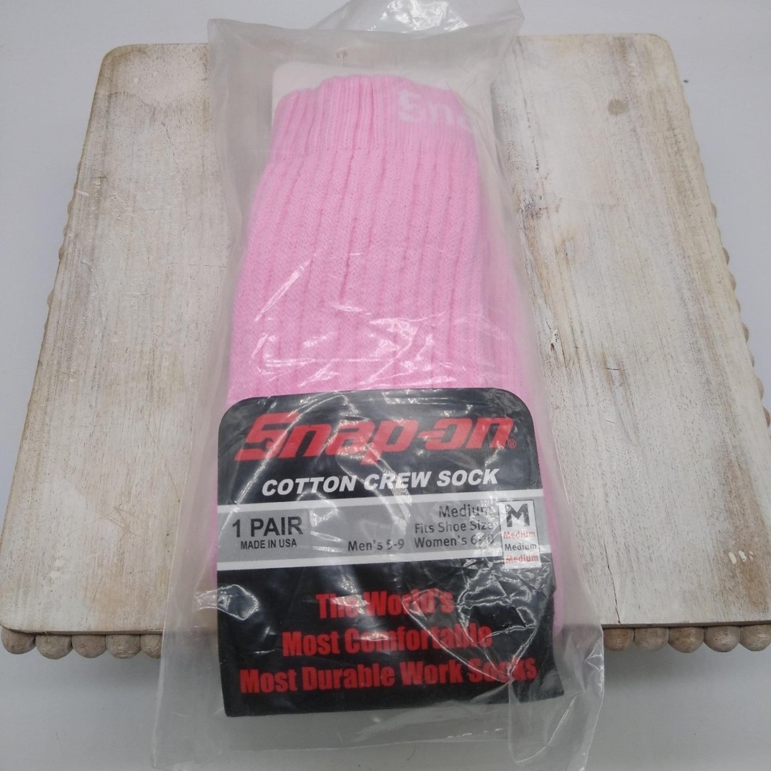 Snap-on Women's cotton crew pink socks