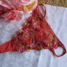 VS ORANGE NET EMBROIDERED THONGS – NWOT