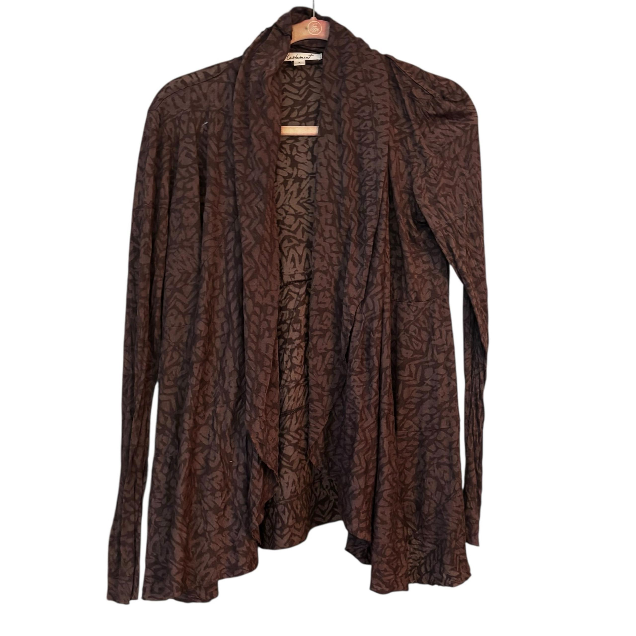 Testament Open Cardigan  Size L Brown Lightweight Relaxed Flowy Lagenlook