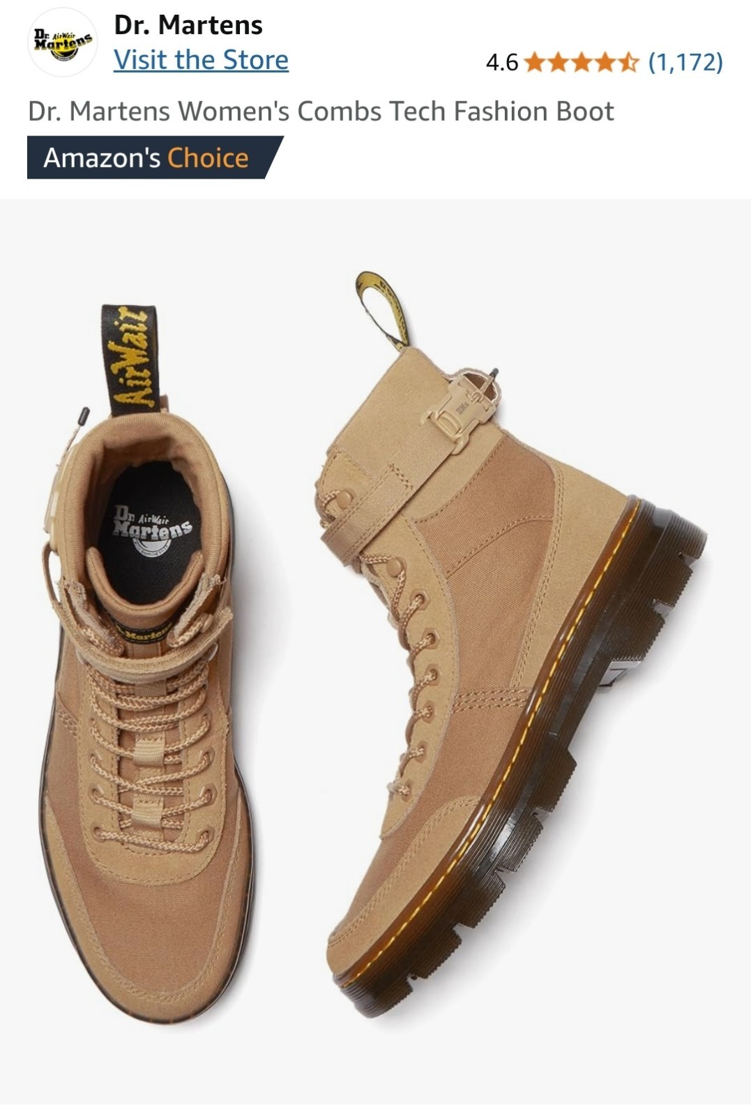 NWOT Dr Martens Unisex Comb Tech fashion boots - Size Men 6, Ladies 7