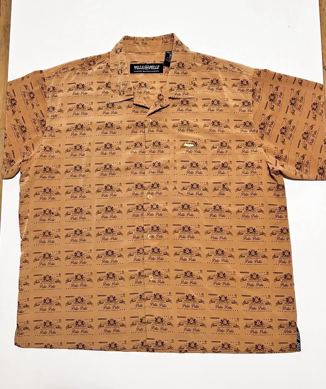 mens Pelle Pelle by Marc Buchanan oversized button up w logo printed all over