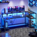 Gaming Desk with Storage Shelves LED