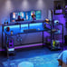 Gaming Desk with Storage Shelves LED