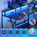 Gaming Desk with Storage Shelves LED