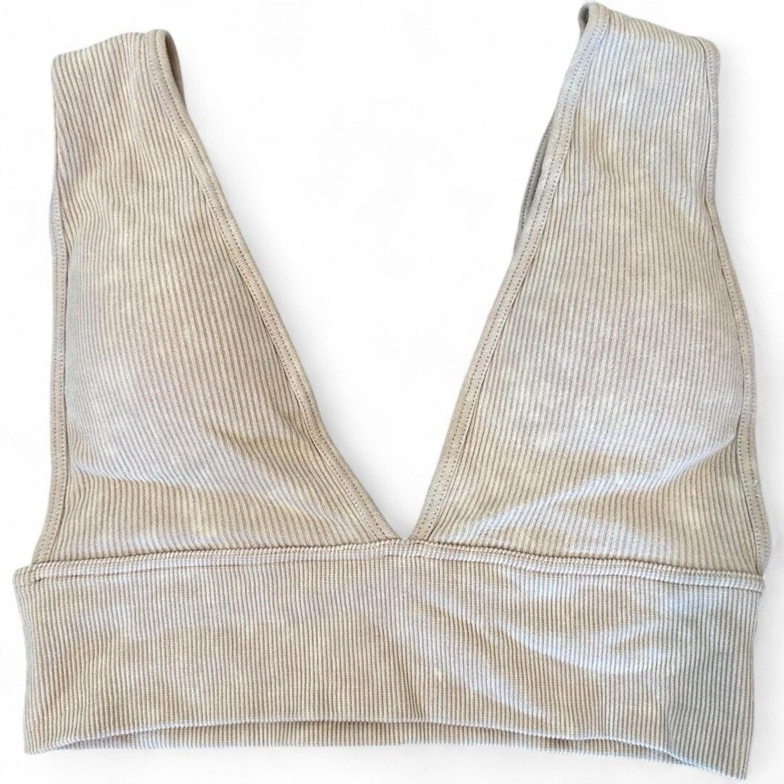 Altar'd State Intimates Plunge V-Neck Bra Padded Bralette Crop Top S/M Beige