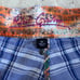 Robert Graham Blue Plaid Embroidered Ocean Waves Shorts Size 36