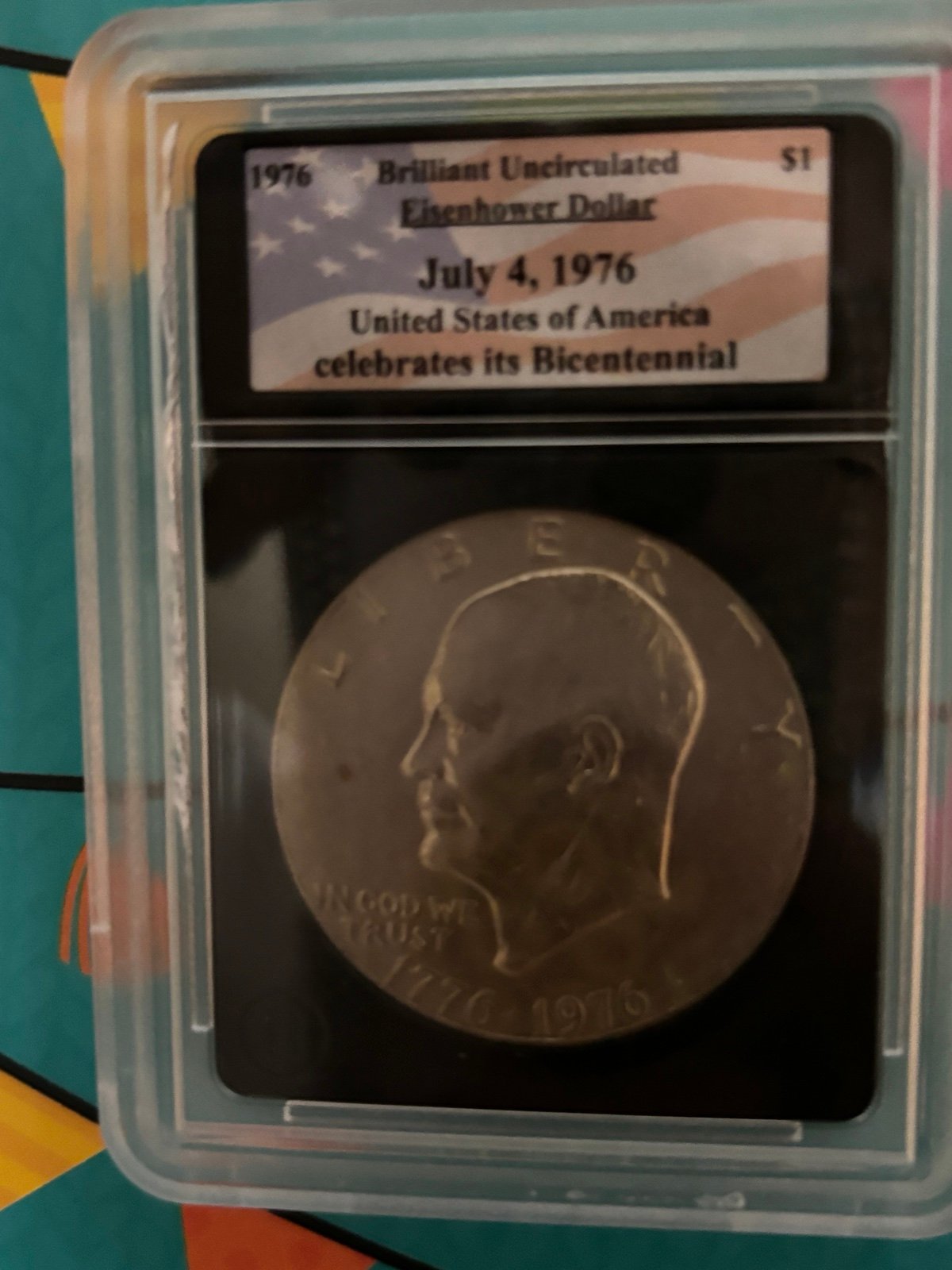 Brilliant uncirculated Eisenhower dollar July 4, 1976 United States of Amererica