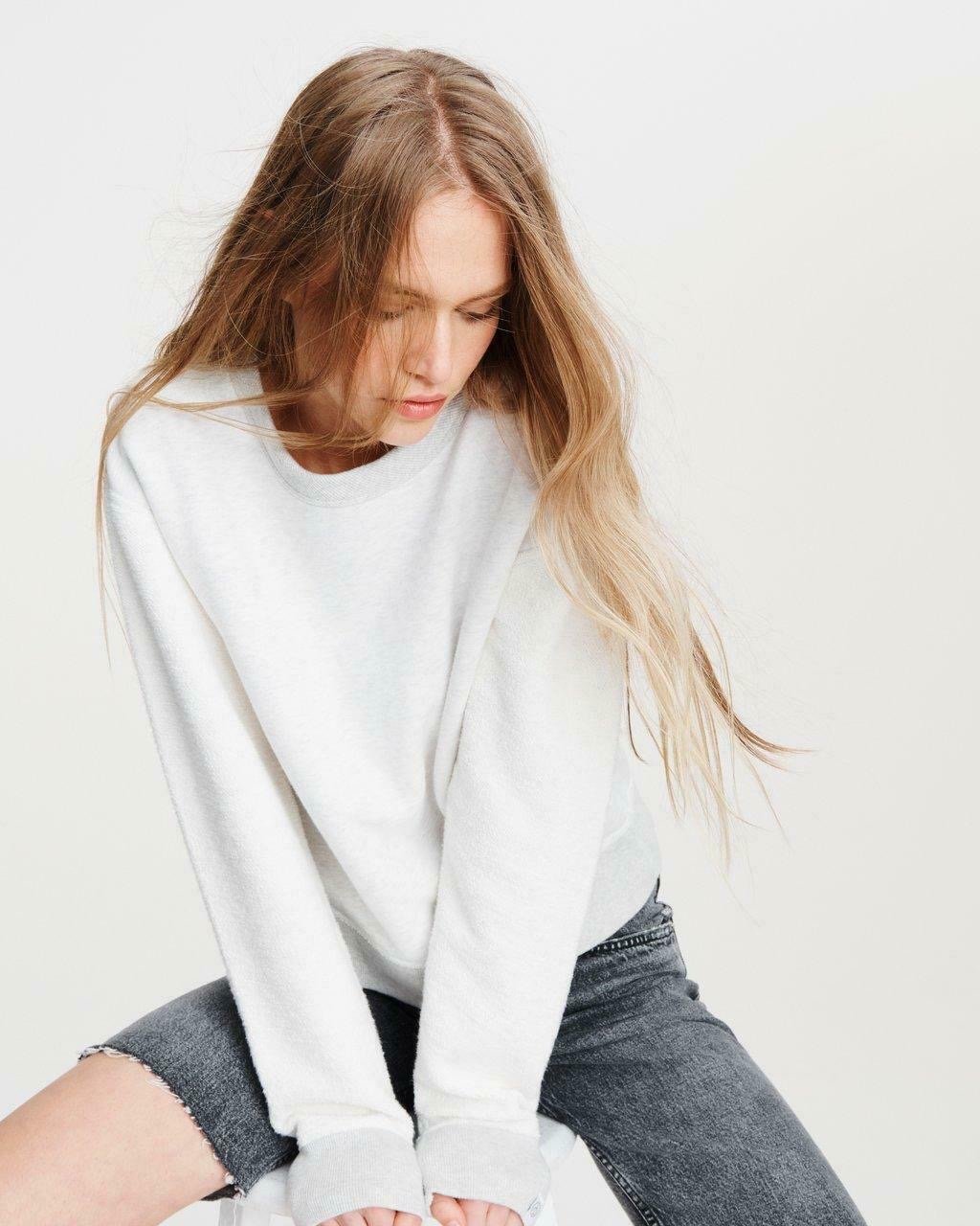 Rag & Bone 'Lari' Terry Crew Sweater, White / Dove Grey , XS