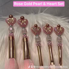 Rose Gold HeartBow Makeup Brush Set #M10