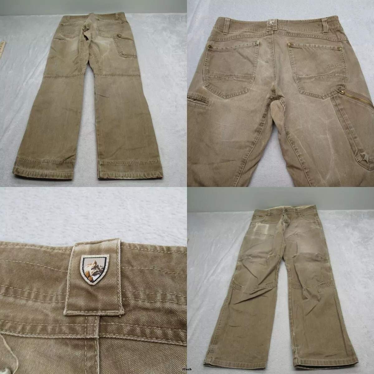 Kuhl The Law Jean Men 34x32 Brown Double Knee Flex Heavy Canvas Work Distressed
