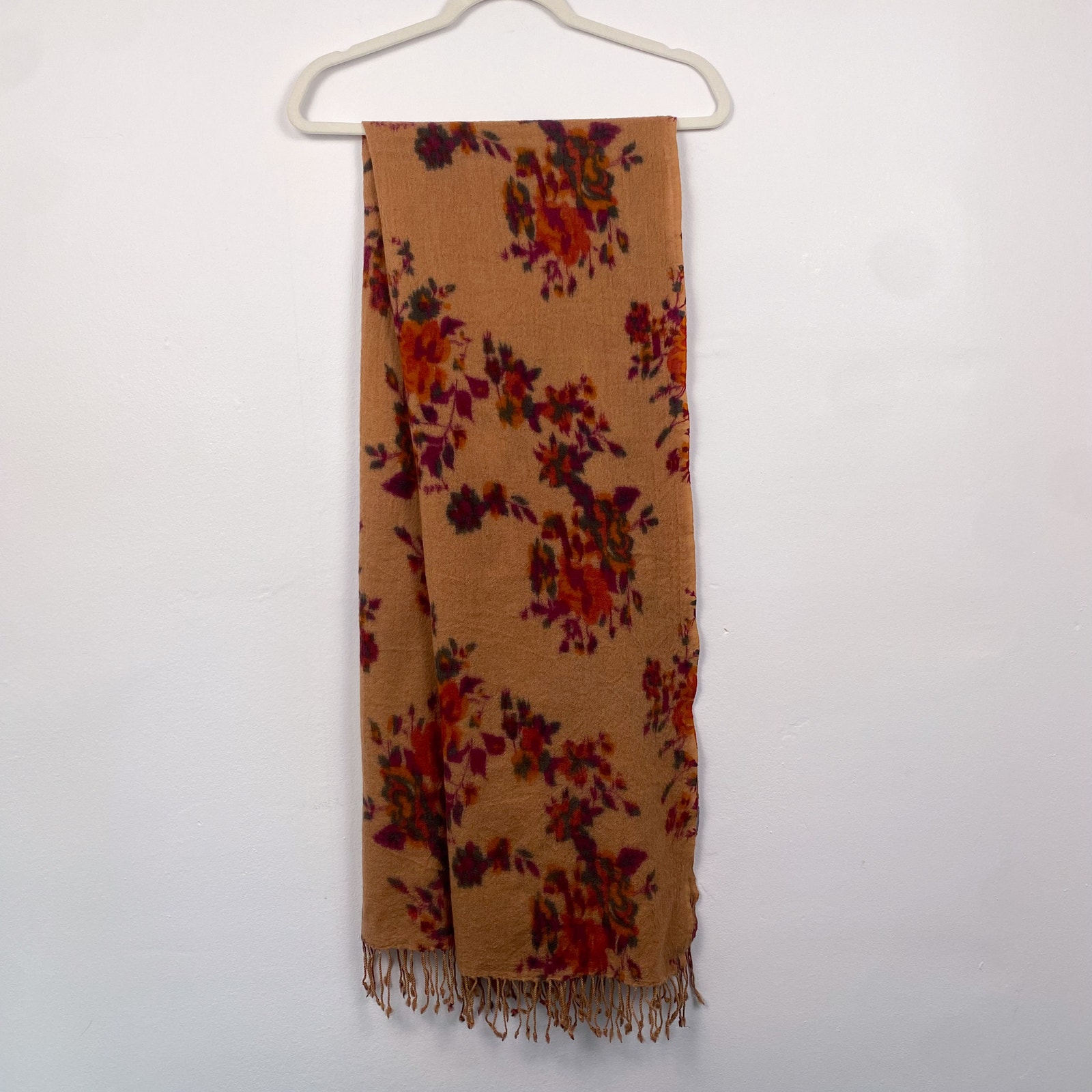 Matta New York 100% Wool Floral Print Fringe Scarf