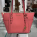 MICHAEL KORS Charlotte Large Leather Top-Zip Tote Tea Rose