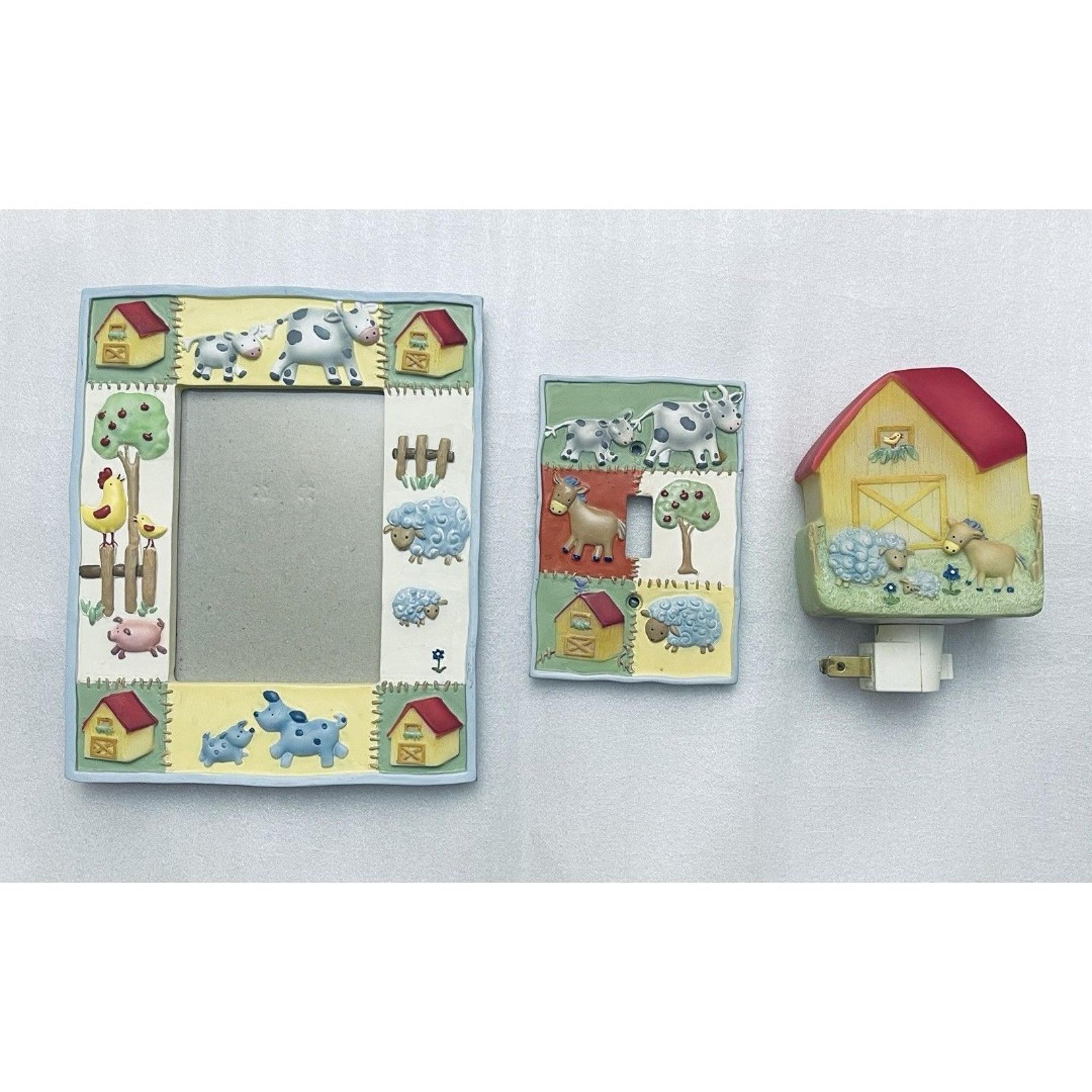 Kidsline Barnyard Toddler Room Decor Picture Frame Light Switch Cover Nightlight