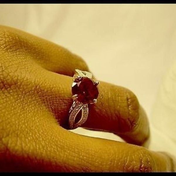 Sterling Silver Simulated Red Diamond Ring