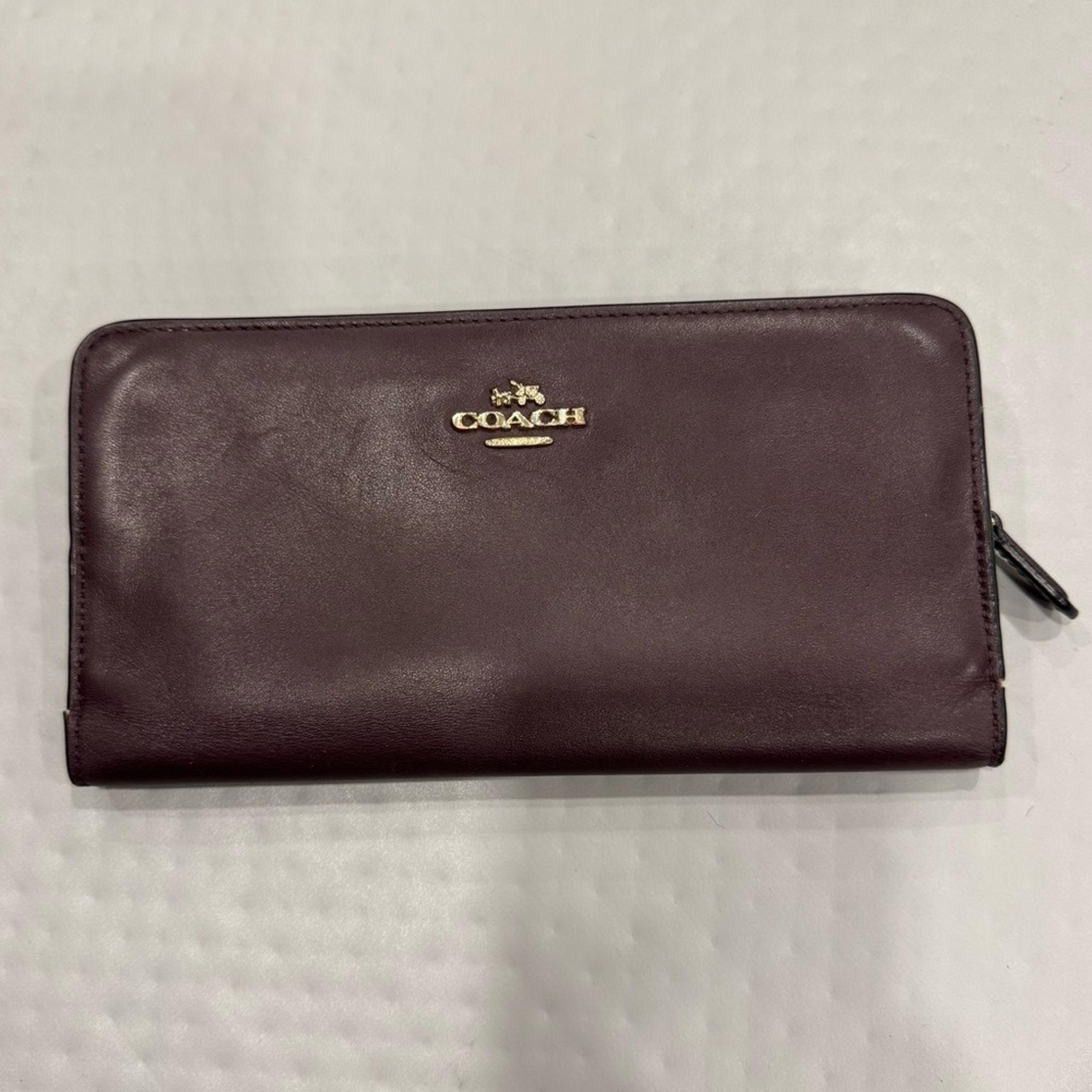 COACH Slim Vintage Leather Wallet in Deep Brown with Gold Hardware