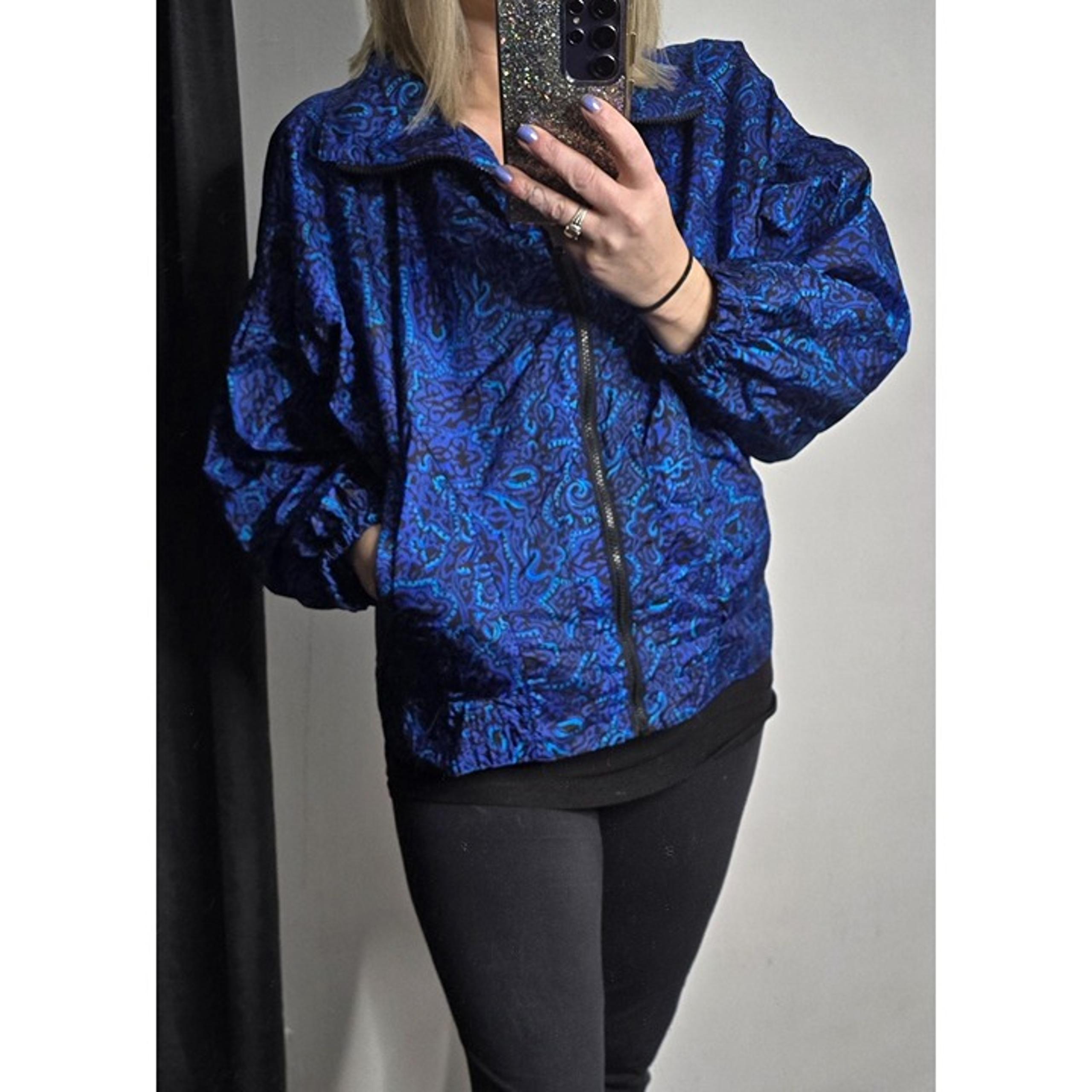 Vintage 90s Bright Blue Athletic Sporty Windbreaker Jacket