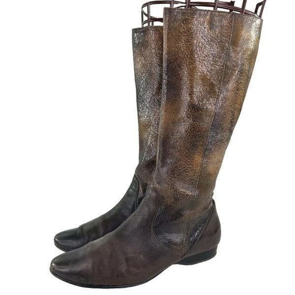 Bolo Boots Womens Distressed Espresso Leather US 8 Pull-On Riding Flat Heel Boot