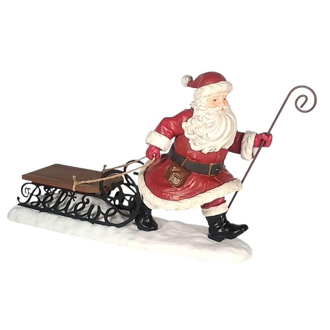 Rare Vintage Hallmark Christmas in Evergreen Santa Pulling Sled, Geoff Greenleaf