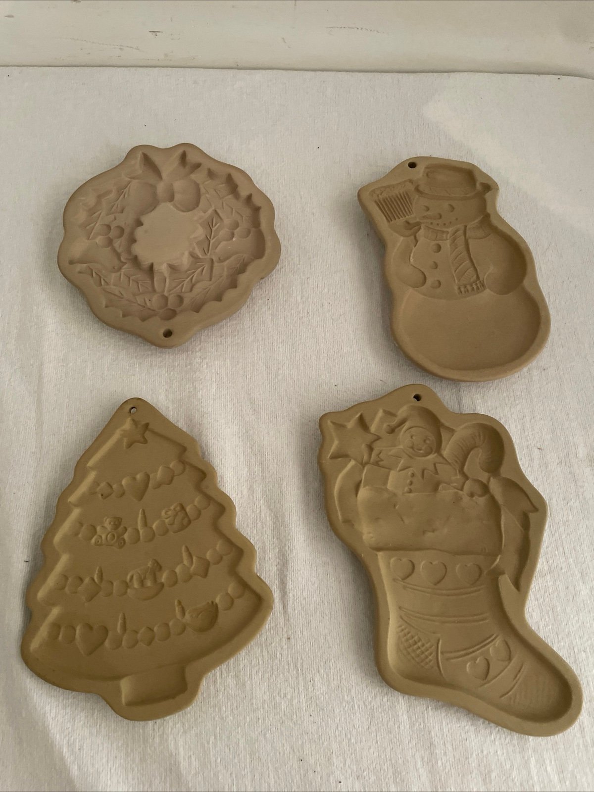 VTG Brown Bag Cookie Art 4 Christmas Molds Stocking Snowman Wreath Tree 1980s