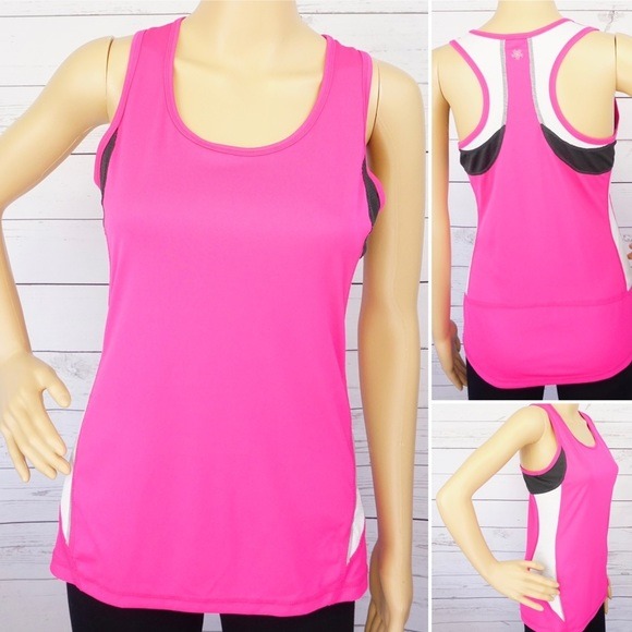 Top Womens Small S Pink Racerback Stretch Workout Activewear Run