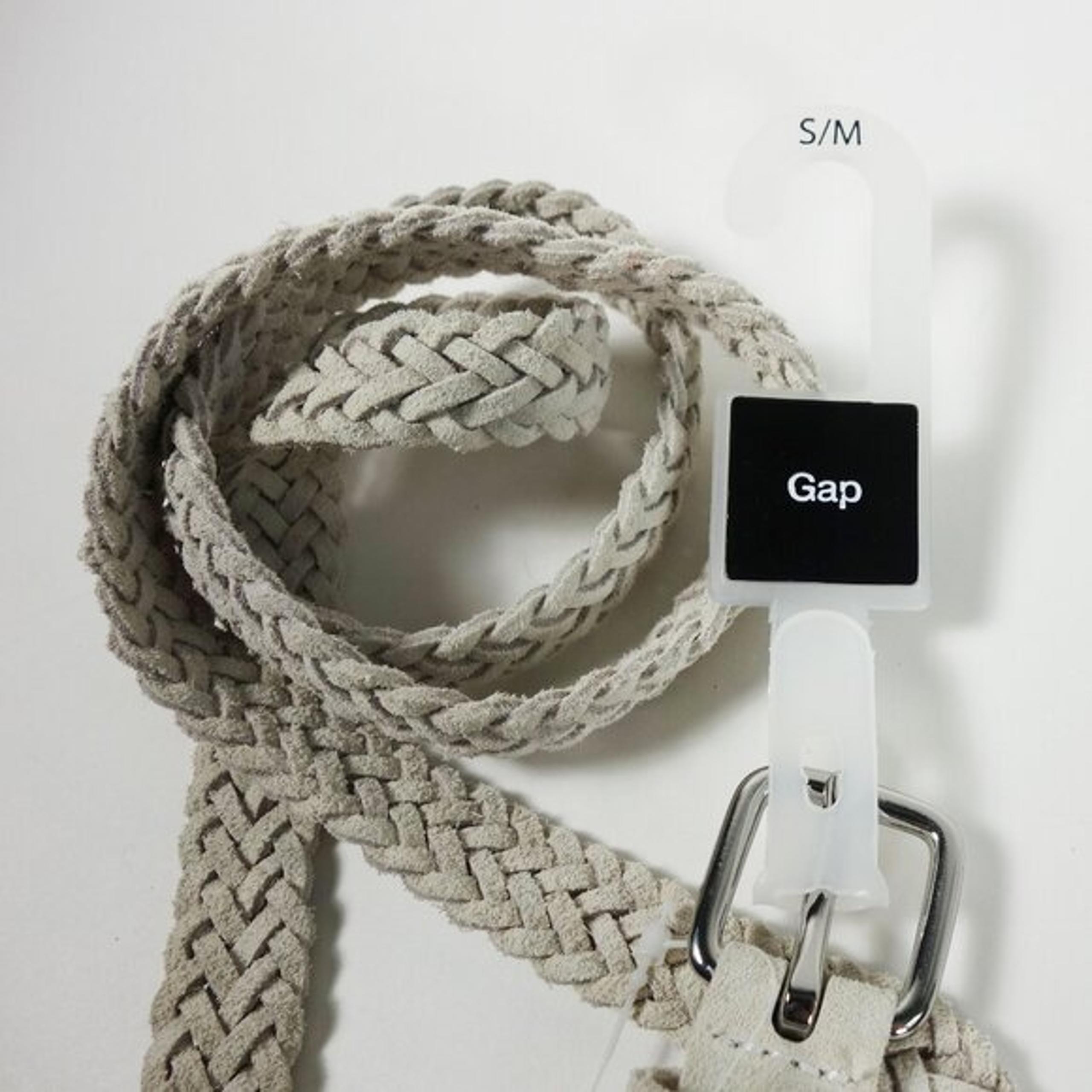 Gap Women's Braided Cow Leather Suede Belt in Light grey (S/M) NWT!