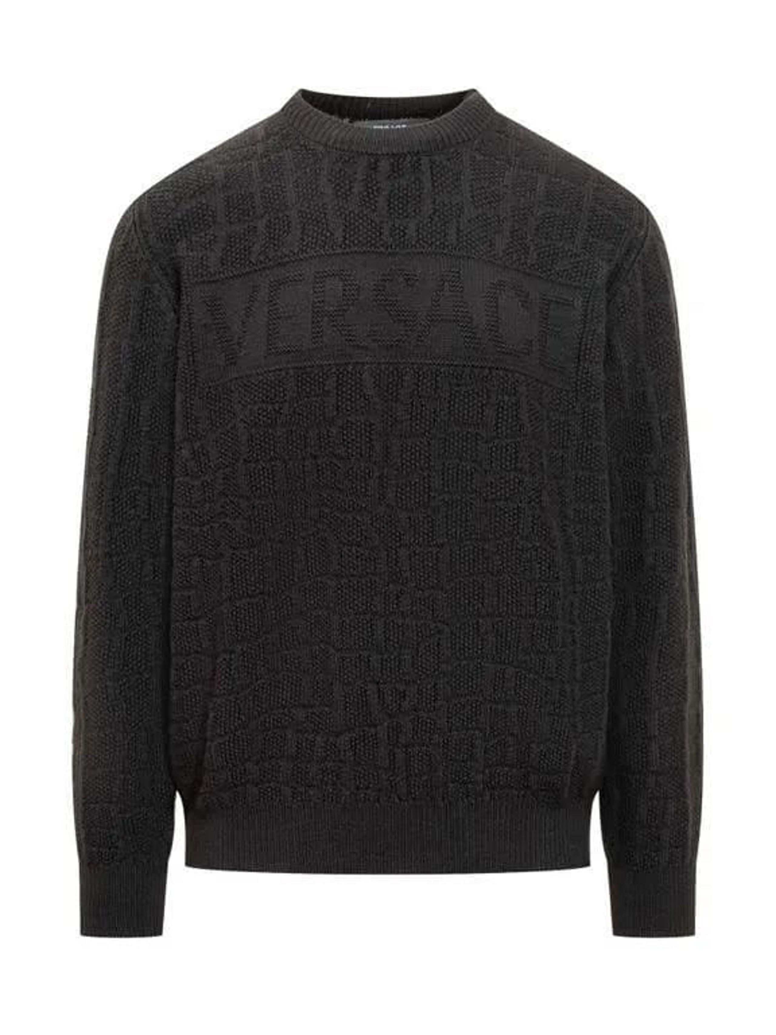New Authentic Versace Crocodile Jacquard Wool Crewneck Sweater