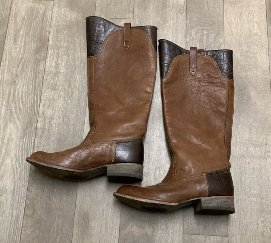 Womens Ariat Paragon Two Tone Leather Distressed Cowgirl Riding Heeled Boots