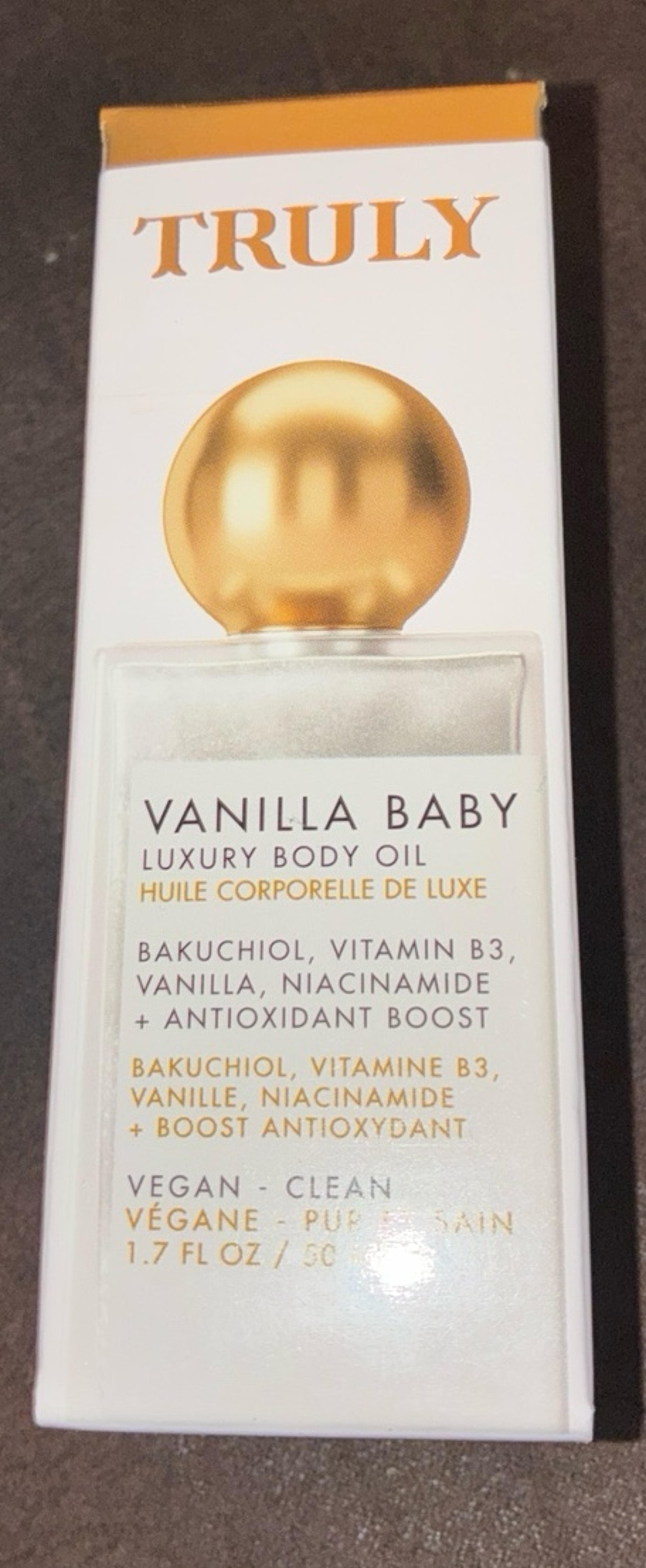 TRULY Vanilla Baby Luxury Body Oil Tightening Body Shimmer Oil NIB 1.7 fluid oz
