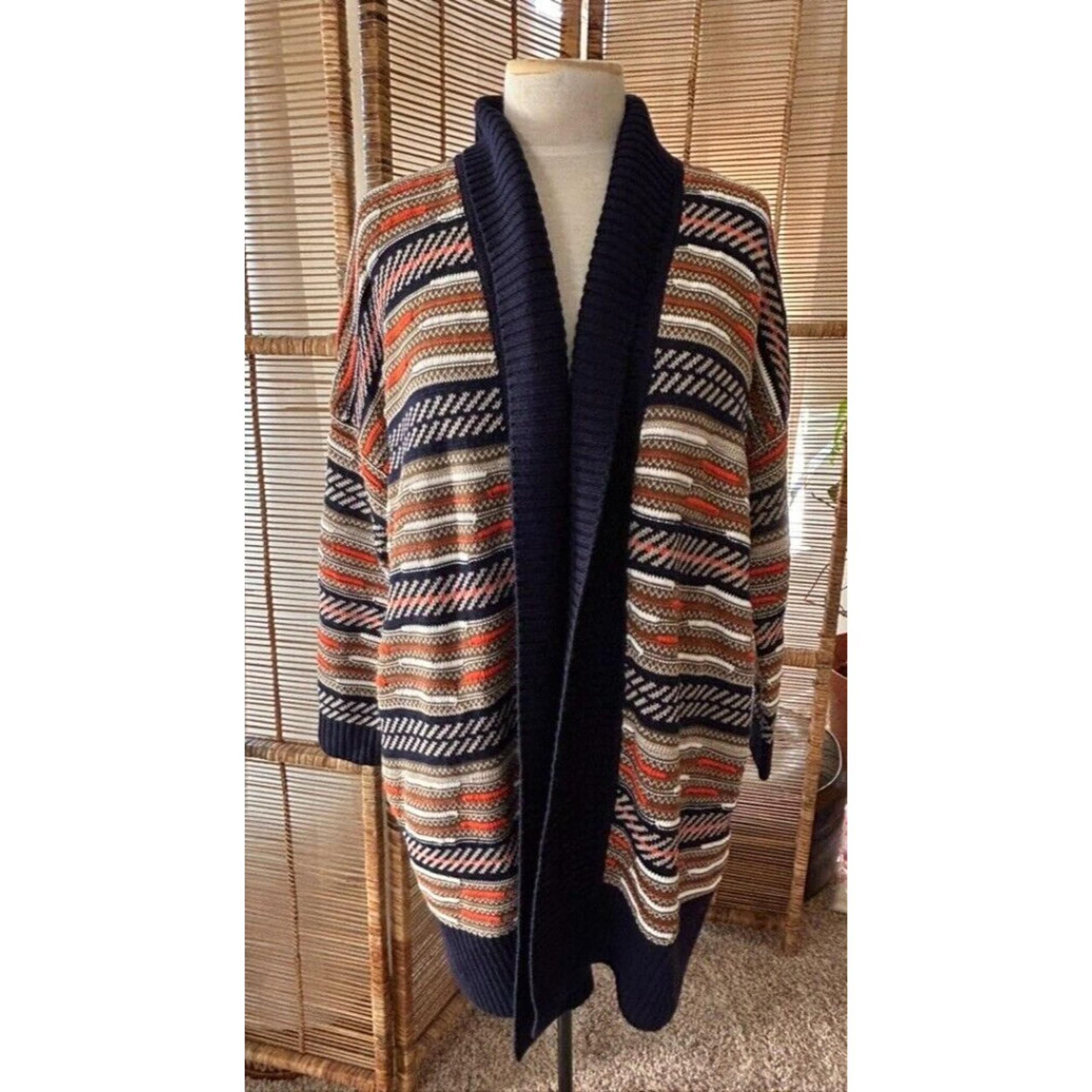 Diane von Furstenberg Taletha wool blend Mixed Knit open Cardigan Sweater S NWT