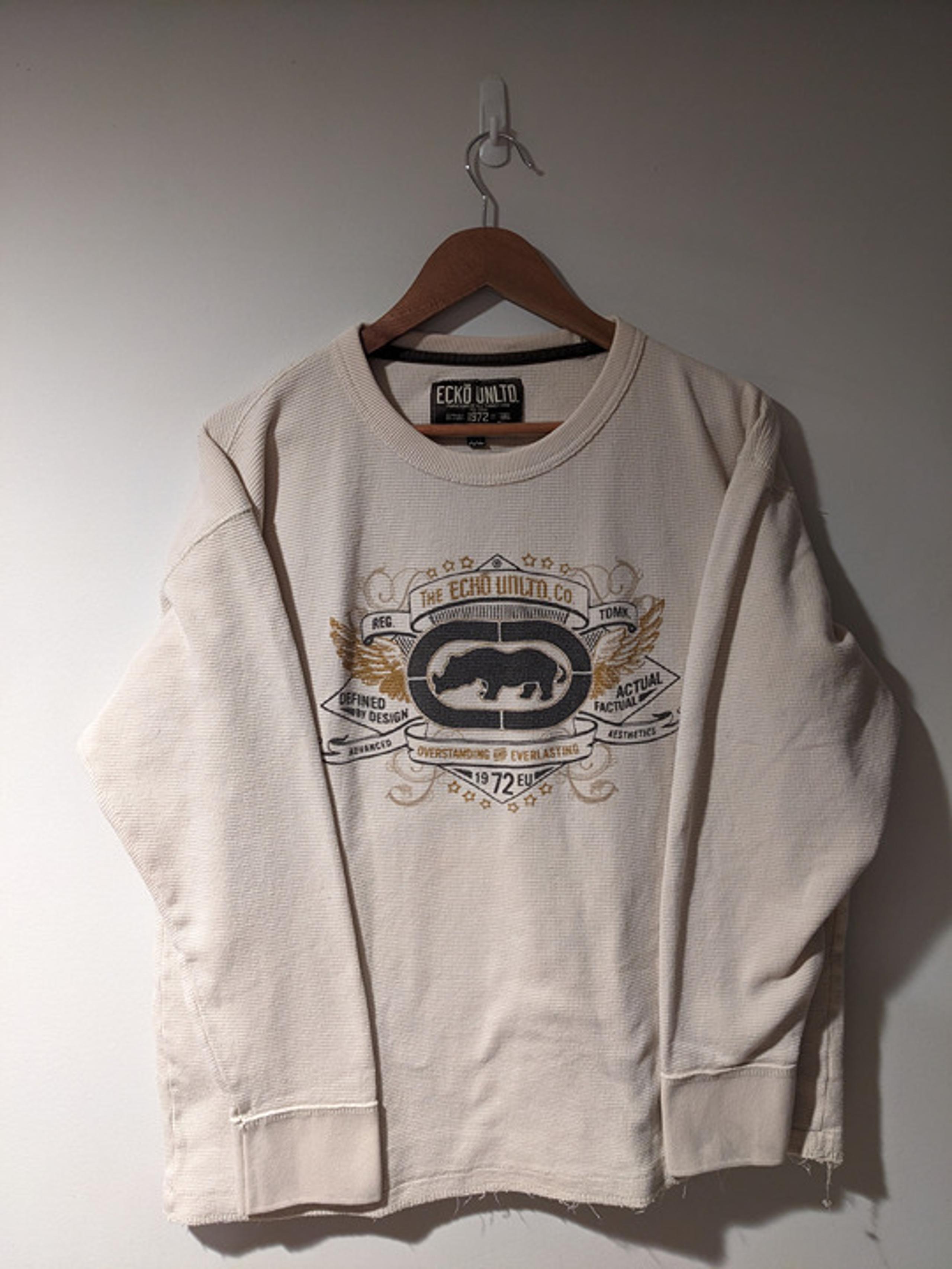 Vintage Y2K Ecko Unlimited Logo Beige YOUTH XX-LARGE Sweatshirt