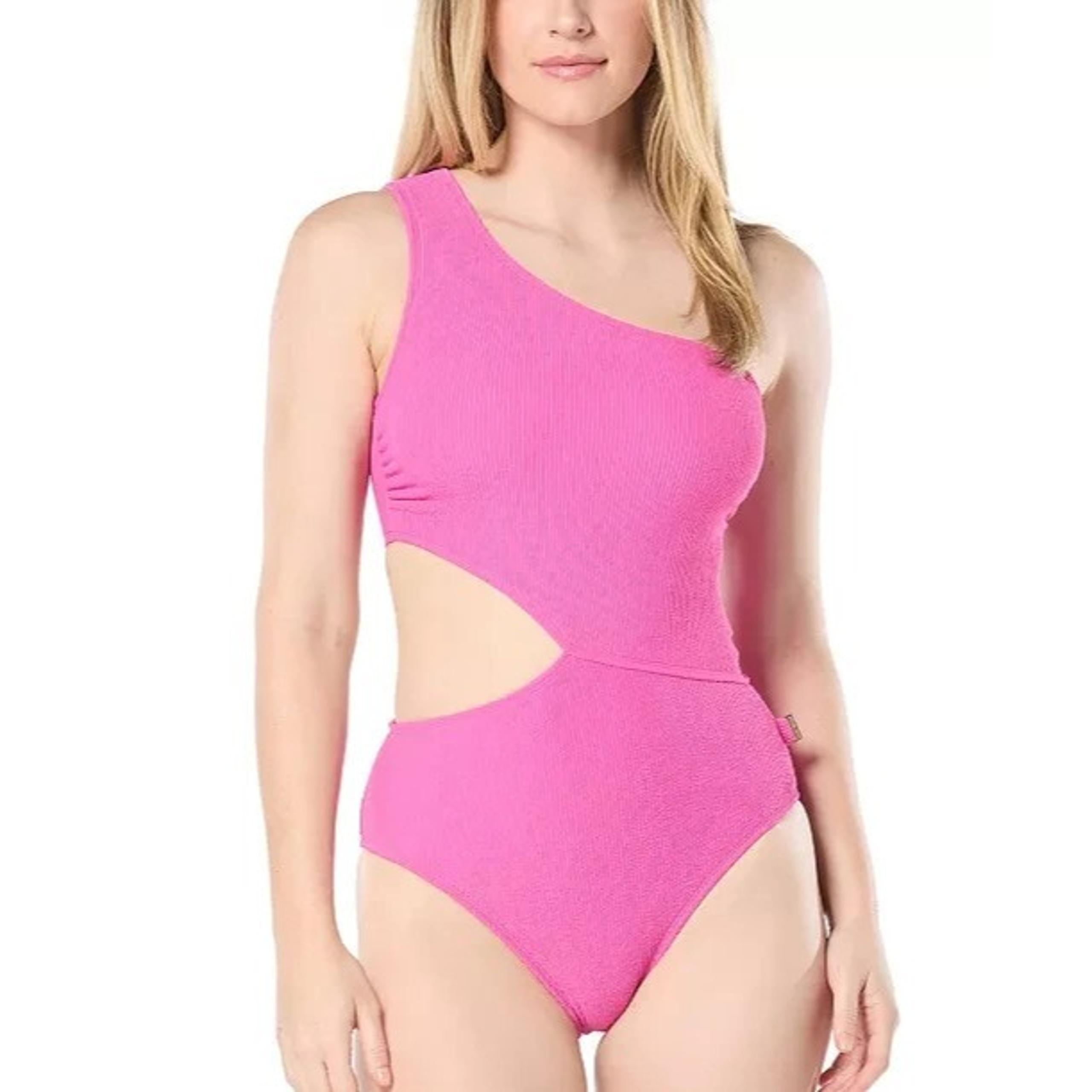 Michael Kors One-Piece Swimsuit Size 8 Women's Pink One-Shoulder Side-Cutout
