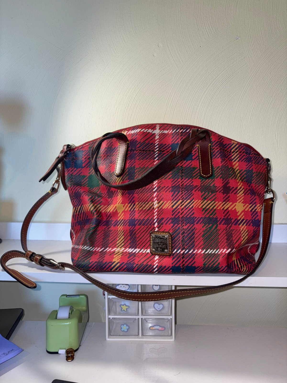 Dooney and Bourke red plaid leather bag