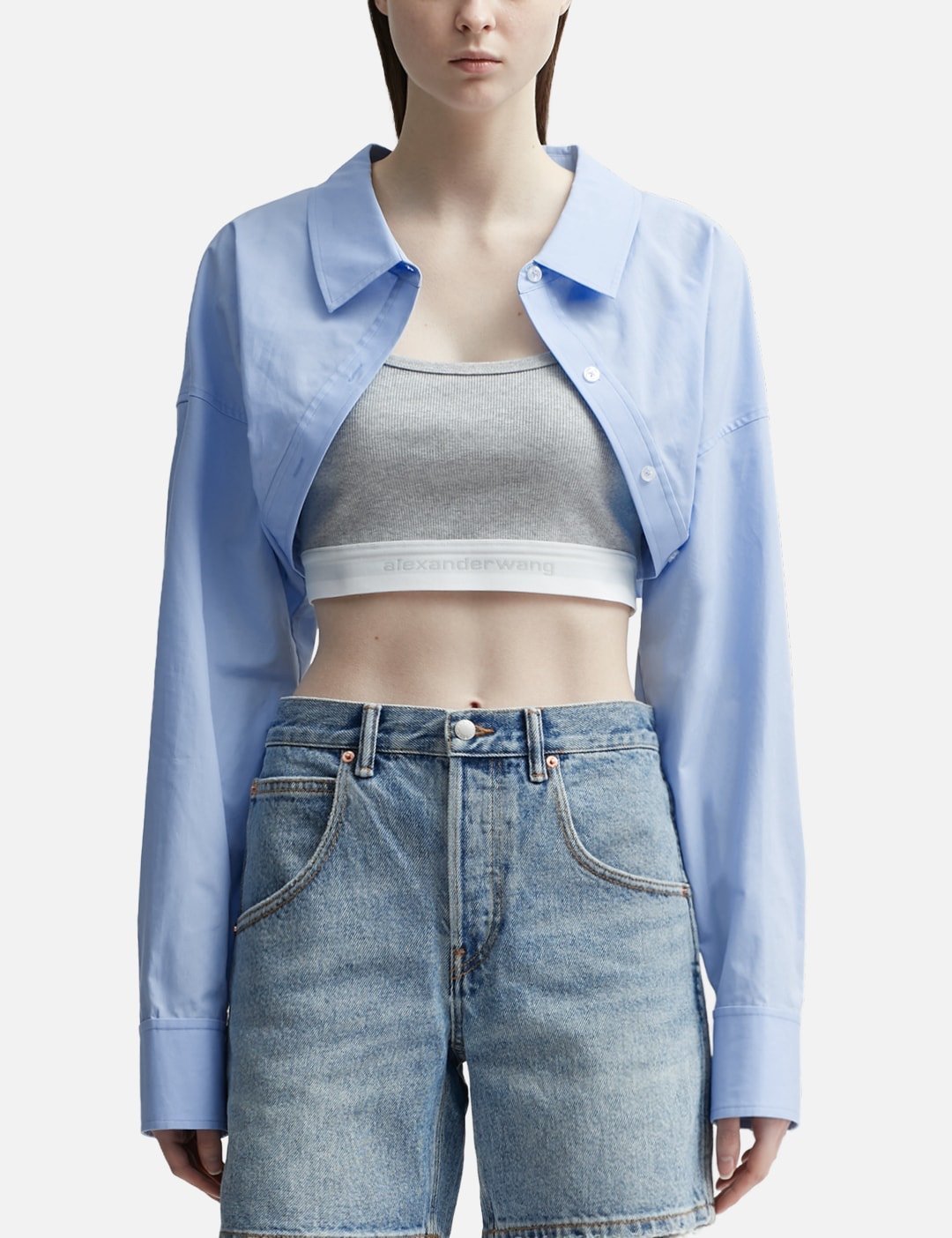 layered cropped shirt