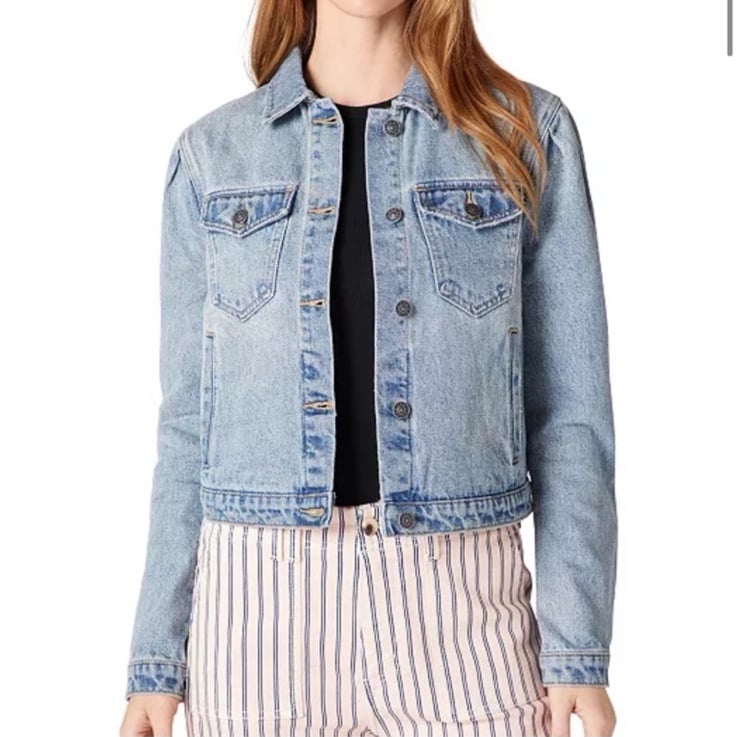 Sam Edelman Jazzi Cotton Puff-Sleeve Denim Jacket NEW XL