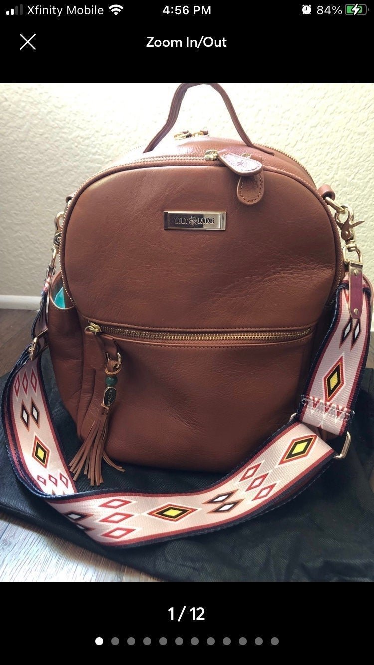 Lily Jade Medium Anna leather camel color backpack